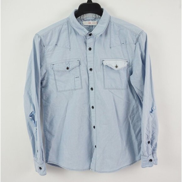 Kama Classics Men's Large Long Sleeve Light Blue Oxford Cotton Engineering Shirt - Picture 1 of 11